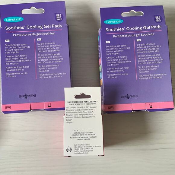 Lansinoh Soothie Nipple Cooling Gel Pads (2) and Earth Mama Nipple Butter NEW - Picture 2 of 5